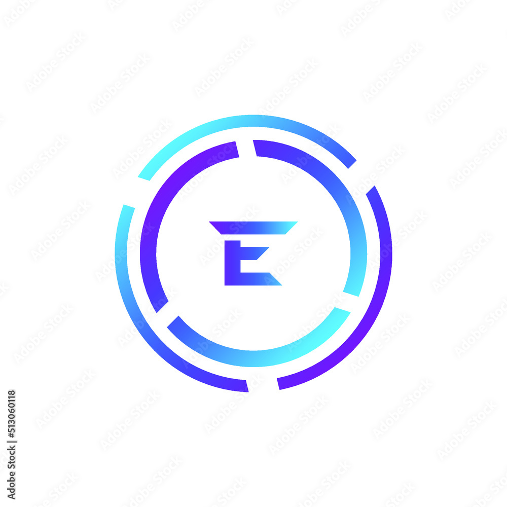 Creative Letter E logo design with point or dot symbol Creative Letter E logo design with point or dot symbol