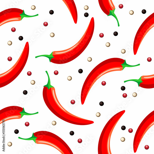 Vector illustration of a pattern of chili peppers