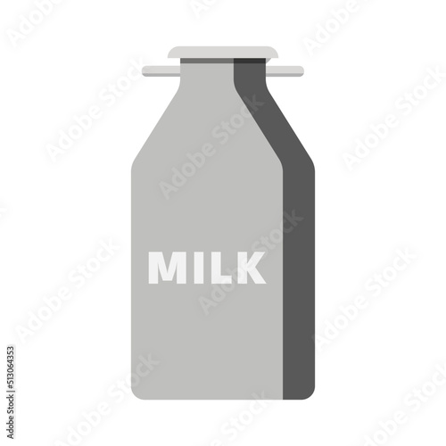 Milk can with milk text. Flat design 