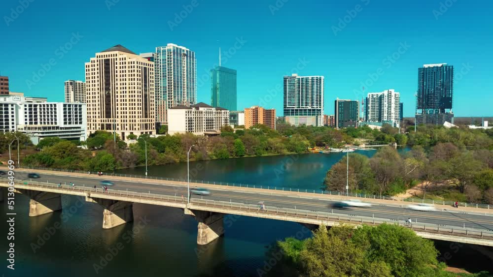 Timelapse of Downtown Austin Texas skyline with a view of the Colorado river Timelapse of Downtown Austin Texas skyline with a view of the Colorado river