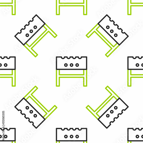 Line BBQ brazier icon isolated seamless pattern on white background. Vector