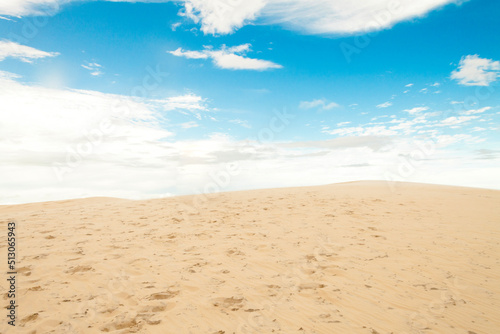 Sand dunes in Jericoacoara Cear   Brazil..Tourist and paradisiacal place with clean and beautiful skies..Vacation concept. Travel concept. Copy space.