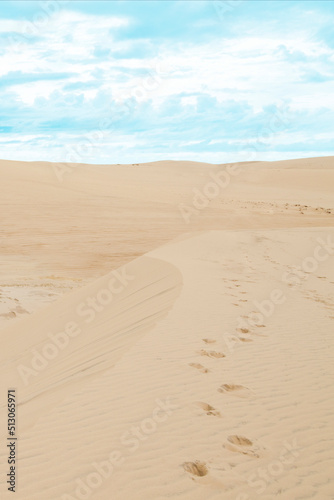 Sand dunes in Jericoacoara Cear   Brazil..Tourist and paradisiacal place with clean and beautiful skies..Vacation concept. Travel concept. Copy space.