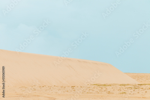 Sand dunes in Jericoacoara Cear   Brazil..Tourist and paradisiacal place with clean and beautiful skies..Vacation concept. Travel concept. Copy space.