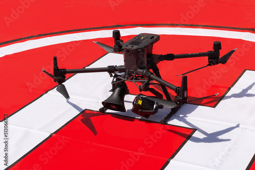 Drone on a landing field