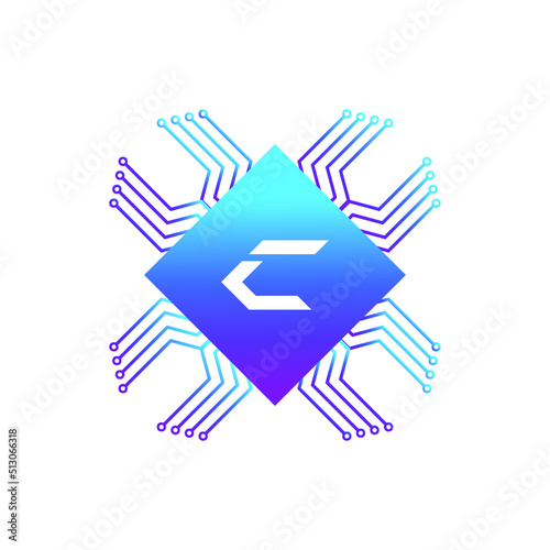 Creative Letter C logo design with point or dot symbol