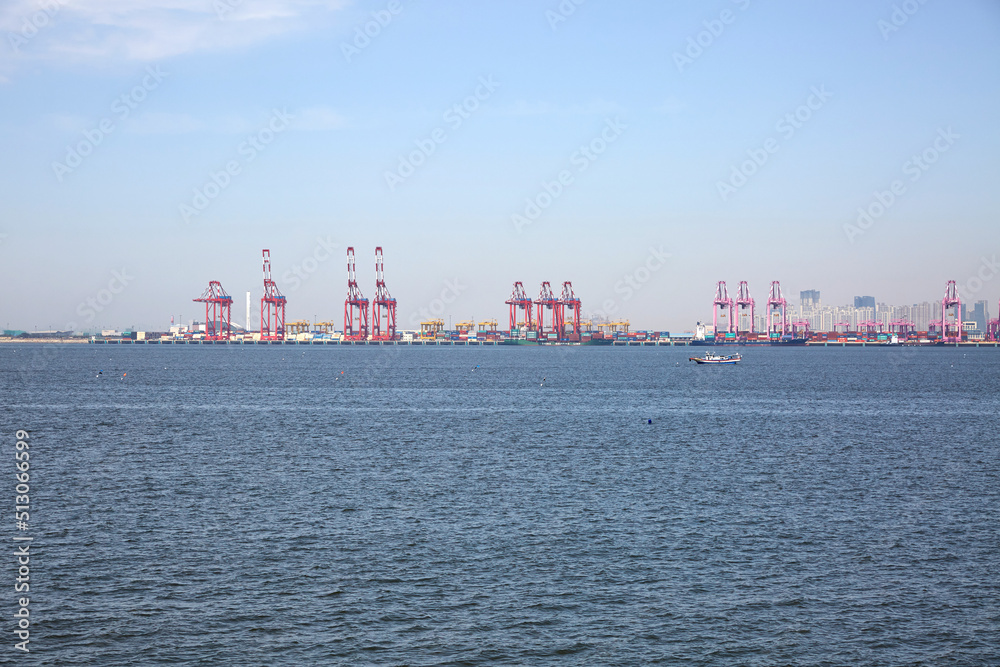 Cranes in the sea port.
