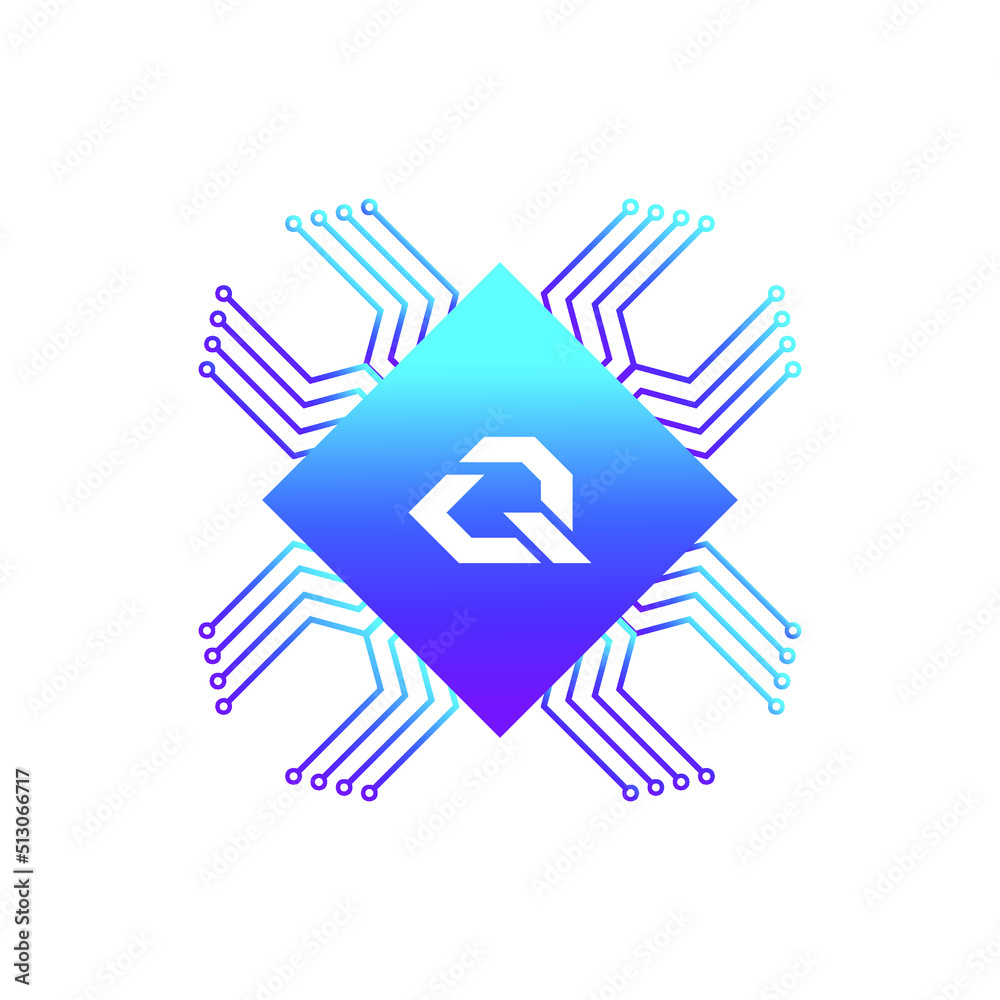 Creative Letter Q logo design with point or dot symbol Creative Letter Q logo design with point or dot symbol