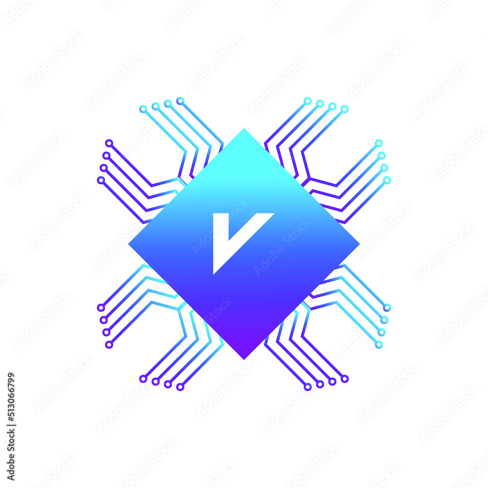 Creative Letter V logo design with point or dot symbol Creative Letter V logo design with point or dot symbol