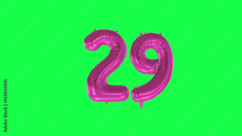 Helium Number Balloon With Number 29. Green Screen And Alpha Luma Matte Channel. Loop Animation. Helium Number Balloon With Number 29. Green Screen And Alpha Luma Matte Channel. Loop Animation.