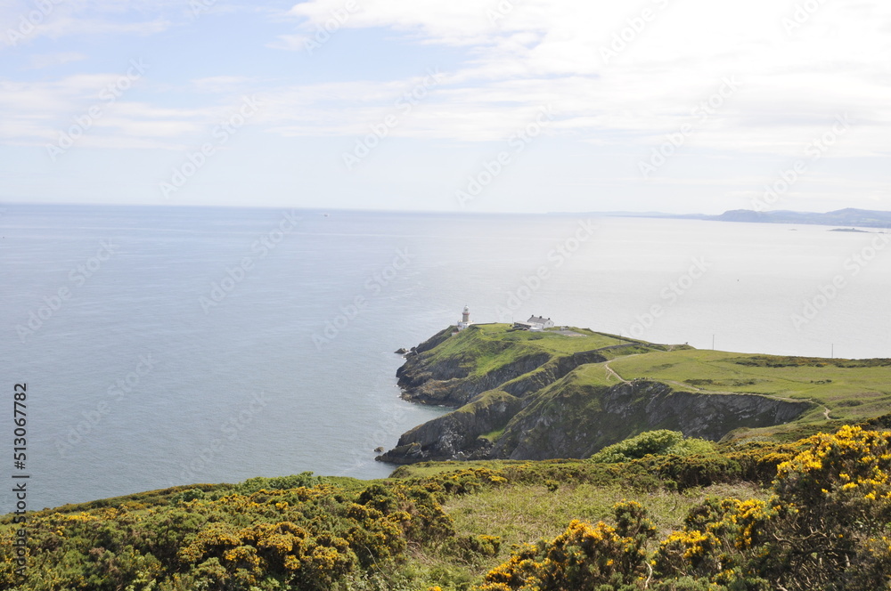 View of the lighthouse at the Howth Cliff walk