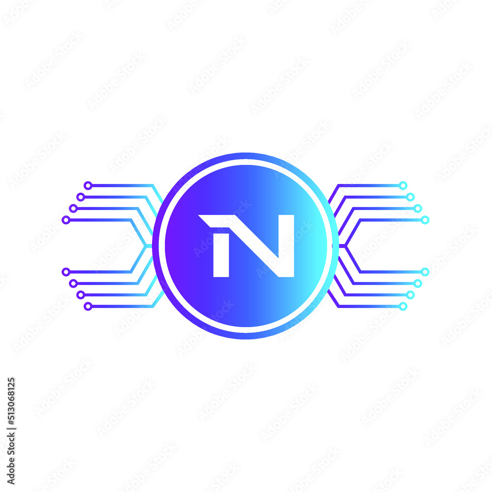 Creative Letter N logo design with point or dot symbol Creative Letter N logo design with point or dot symbol