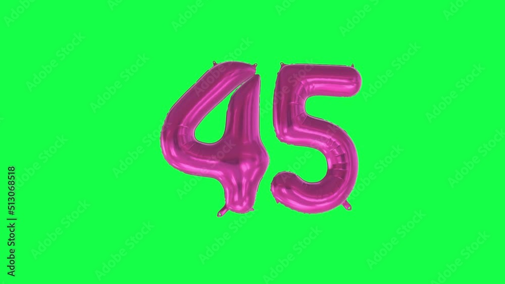 Helium Number Balloon With Number 45. Green Screen And Alpha Luma Matte Channel. Loop Animation. Helium Number Balloon With Number 45. Green Screen And Alpha Luma Matte Channel. Loop Animation.