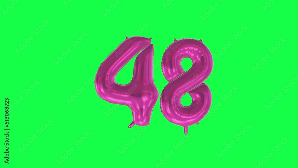 Helium Number Balloon With Number 48. Green Screen And Alpha Luma Matte Channel. Loop Animation. Helium Number Balloon With Number 48. Green Screen And Alpha Luma Matte Channel. Loop Animation.