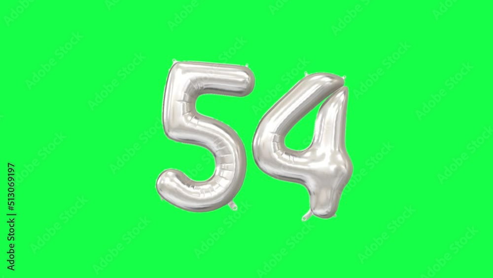 Helium Number Balloon With Number 54. Green Screen And Alpha Luma Matte Channel. Loop Animation. Helium Number Balloon With Number 54. Green Screen And Alpha Luma Matte Channel. Loop Animation.