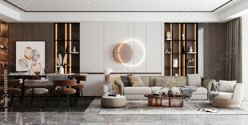 modern interior background, living room, Scandinavian style, 3D render, 3D illustration.