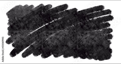 Animated hand drawn brush stroke frame painted black isolated on white background