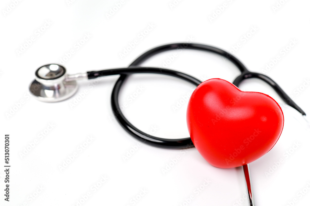 Red heart and stethoscope healthcare Check Concept, On White Background. Red heart and stethoscope healthcare Check Concept, On White Background.