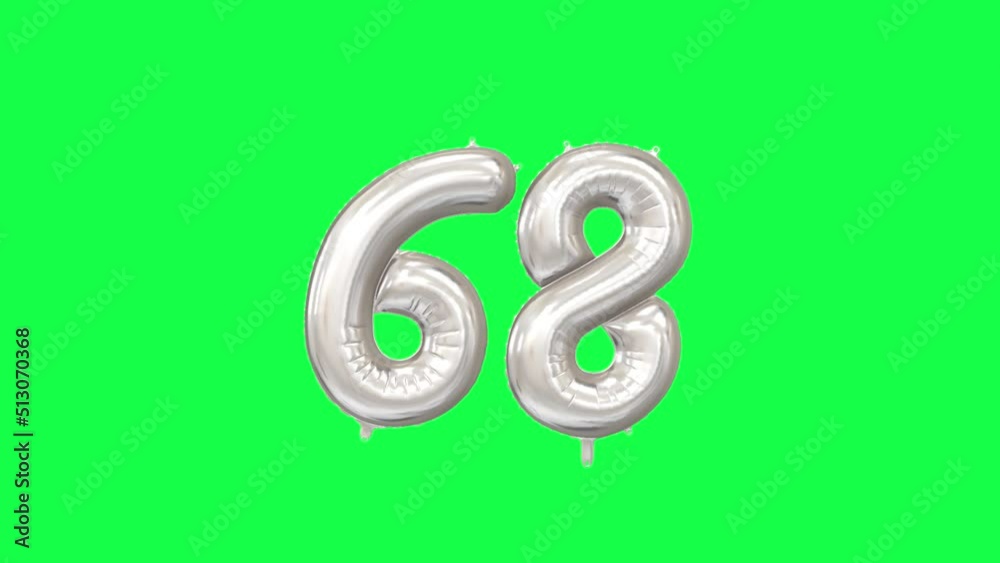 Helium Number Balloon With Number 68. Green Screen And Alpha Luma Matte Channel. Loop Animation. Helium Number Balloon With Number 68. Green Screen And Alpha Luma Matte Channel. Loop Animation.