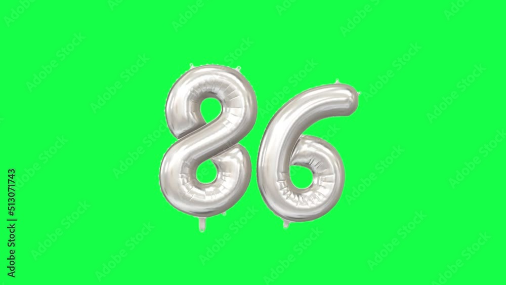 Helium Number Balloon With Number 86. Green Screen And Alpha Luma Matte Channel. Loop Animation. Helium Number Balloon With Number 86. Green Screen And Alpha Luma Matte Channel. Loop Animation.