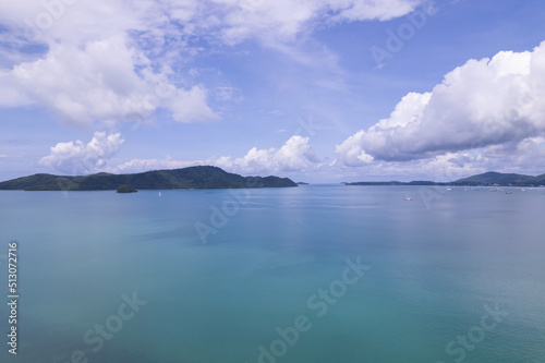 Beautiful sea water surface Blue sky background. Bird's eye view sea landscape © panya99