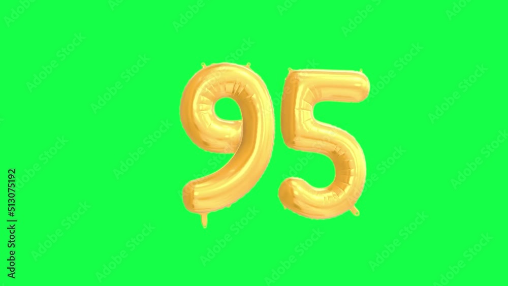 Gold Helium Letter Balloon With Number 95. Green Screen And Alpha Luma Matte Channel. Loop Animation. Gold Helium Letter Balloon With Number 95. Green Screen And Alpha Luma Matte Channel. Loop Animation.