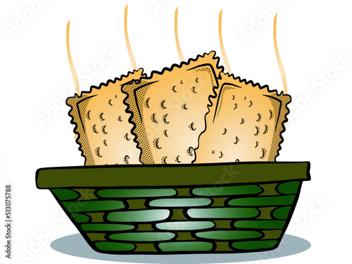  Brazilian food pastry. Typical dish of the street fairs of southeastern Brazil. Vector illustration isolated on white background.