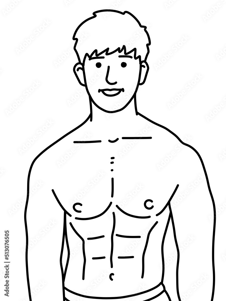 Fototapeta premium black and white of cute man cartoon for coloring