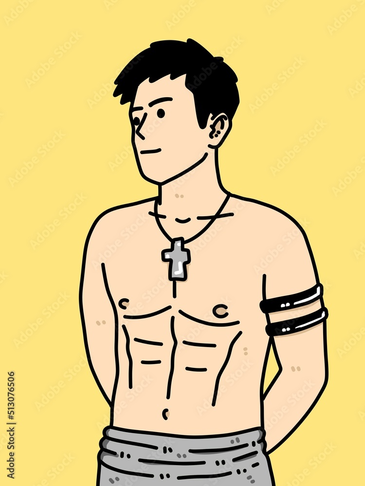 Fototapeta premium cute man cartoon on yellow background