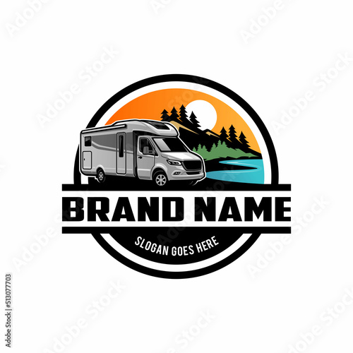 RV camping car illustration logo vector