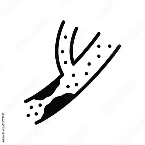 High cholesterol icon. Simple solid style. Artery blocked by cholesterol, atherosclerosis concept. Glyph vector illustration isolated on white background. EPS 10.