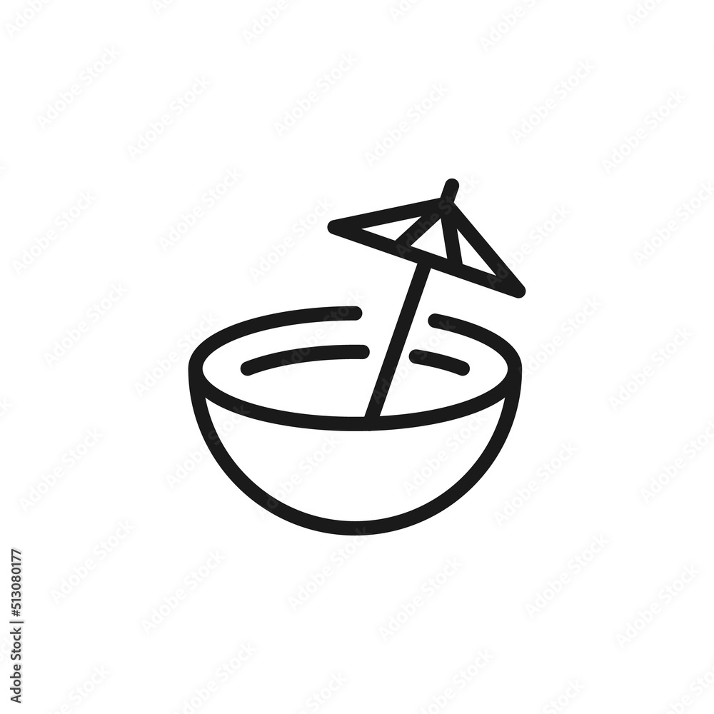 Summer cocktail signs. Vector symbol drawn in flat style with black line. Perfect for adverts, web sites, cafe and restaurant menu. Icon of umbrella on stick in cup Summer cocktail signs. Vector symbol drawn in flat style with black line. Perfect for adverts, web sites, cafe and restaurant menu. Icon of umbrella on stick in cup