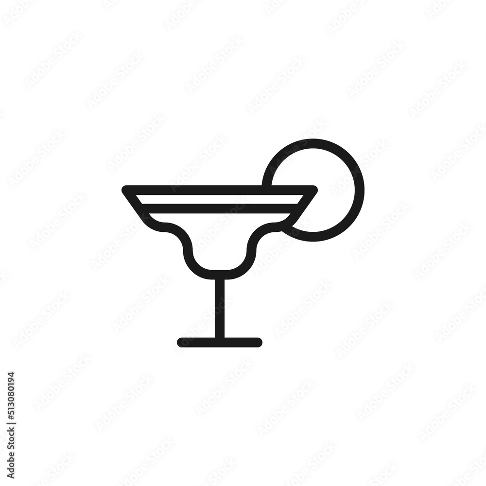 Summer cocktail signs. Vector symbol drawn in flat style with black line. Perfect for adverts, web sites, cafe and restaurant menu. Icon of fruit slice in cocktail Summer cocktail signs. Vector symbol drawn in flat style with black line. Perfect for adverts, web sites, cafe and restaurant menu. Icon of fruit slice in cocktail