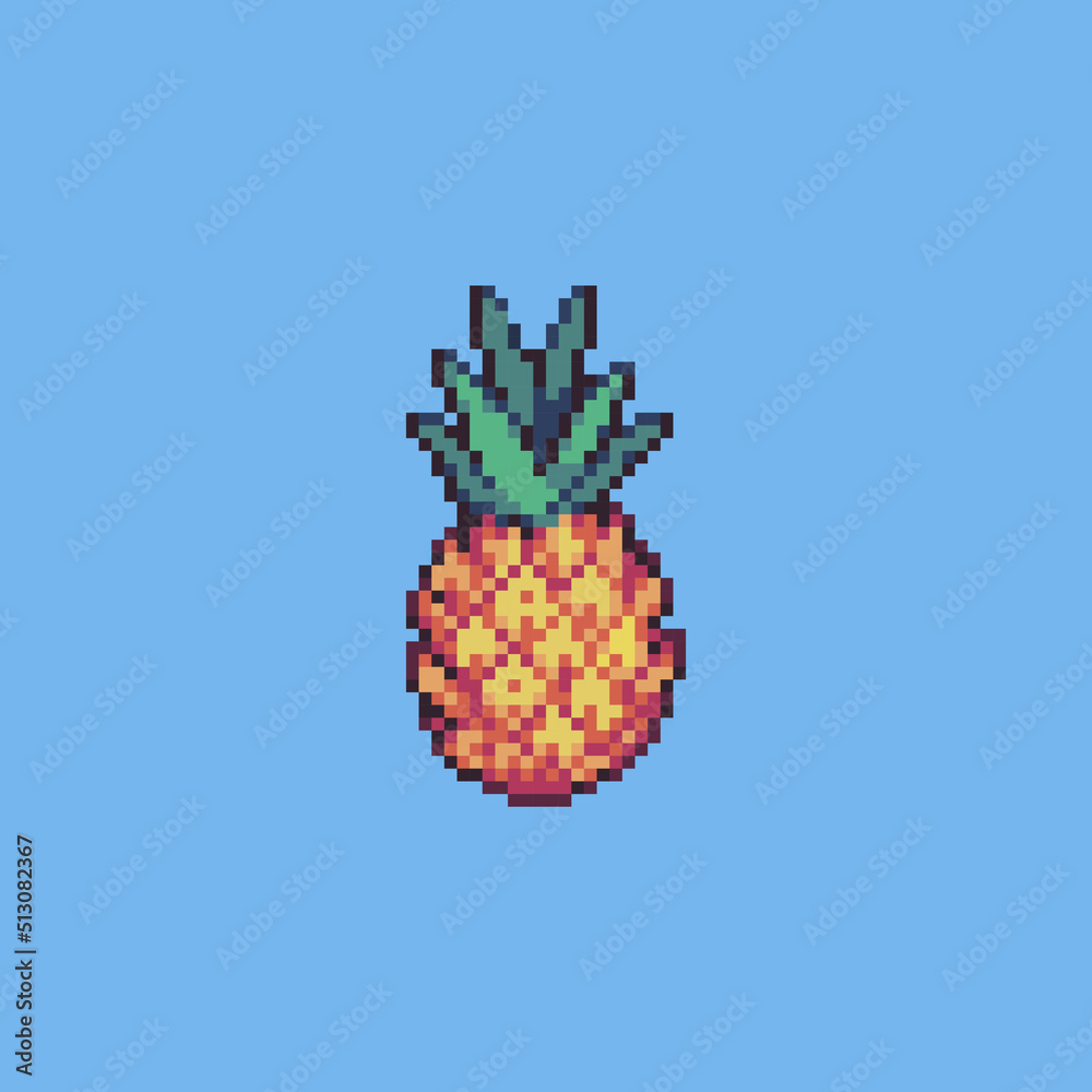 Fully Editable Pixel Art Vector Illustration Pineapple For Game