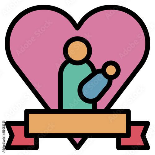 Mother day outline filled color icon