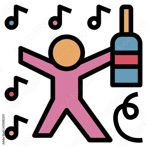 After party outline filled color icon