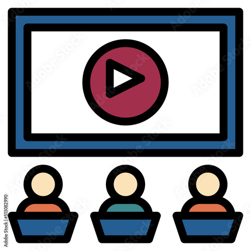 cinema outline filled color icon
