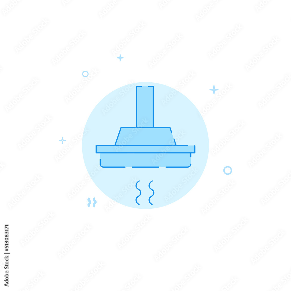 Obraz premium Kitchen hood vector icon. Flat illustration. Filled line style. Blue monochrome design. Editable stroke. Adjust line weight.