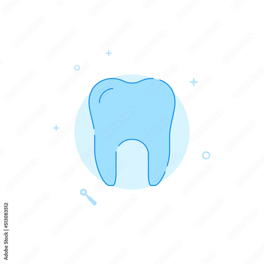 Healthy tooth vector icon. Flat illustration. Filled line style. Blue monochrome design. Editable stroke. Adjust line weight.