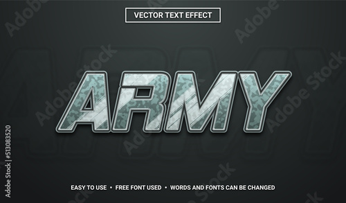 Glossy White Army Editable Vector Text Effect