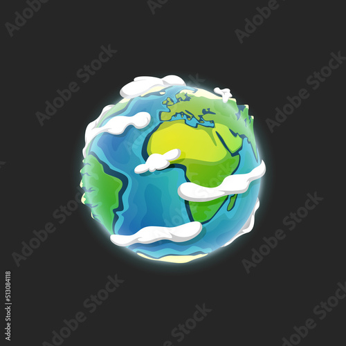 Cartoon planet Earth. Isolated on a dark background.