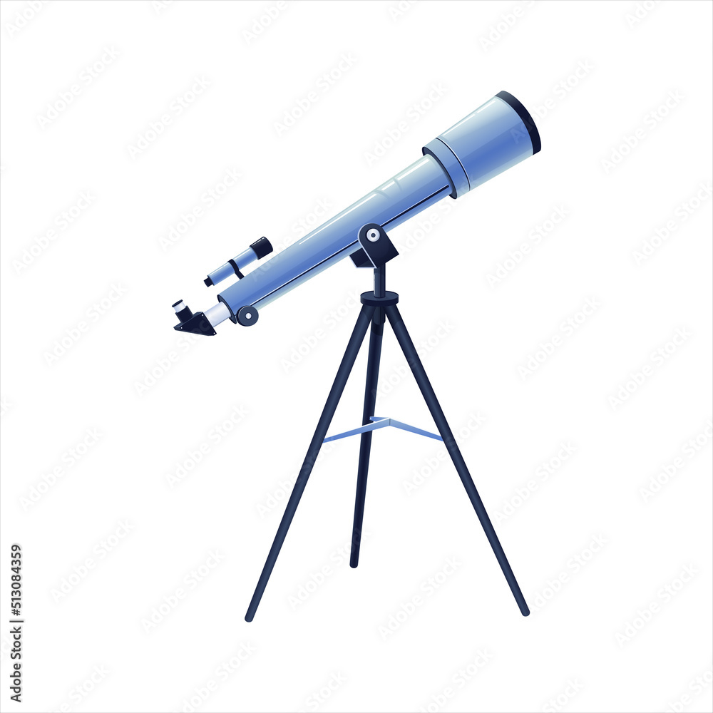 Cartoon telescope isolated on a white background.