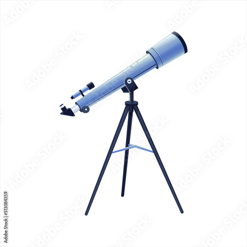 Cartoon telescope isolated on a white background.