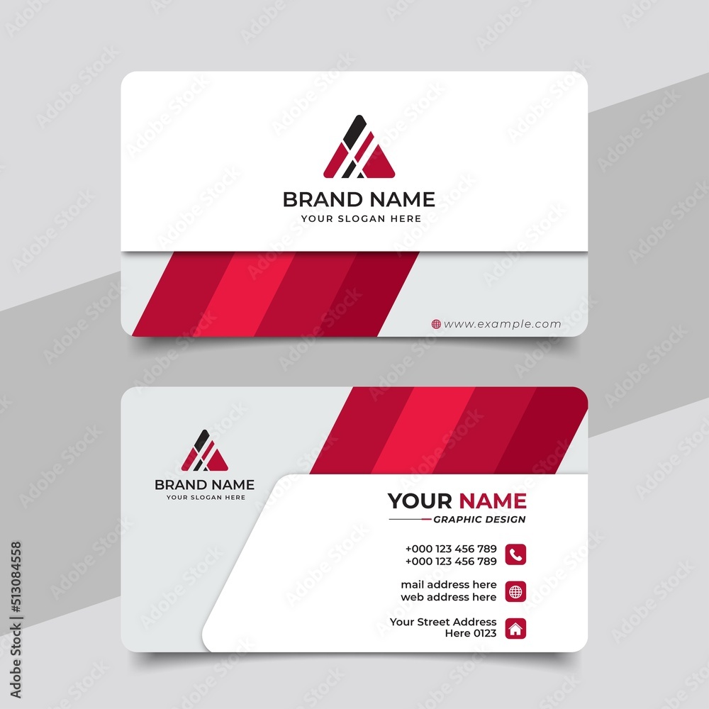 Red modern creative business card and name card horizontal simple clean template vector design Red modern creative business card and name card horizontal simple clean template vector design