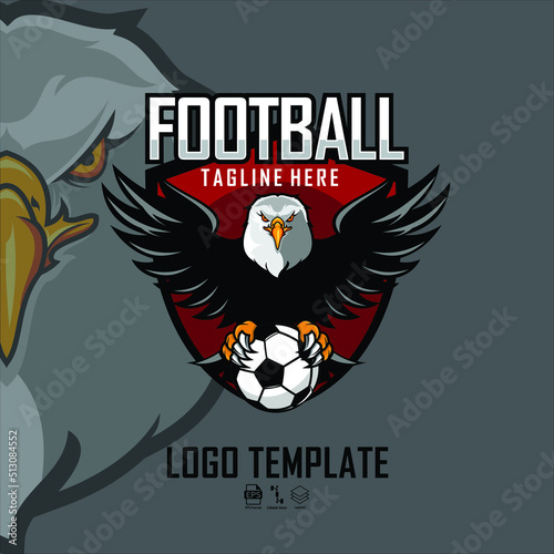 EAGLE FOOT BALL LOGO TEMPLATE WITH A GRAY BACKGROUND