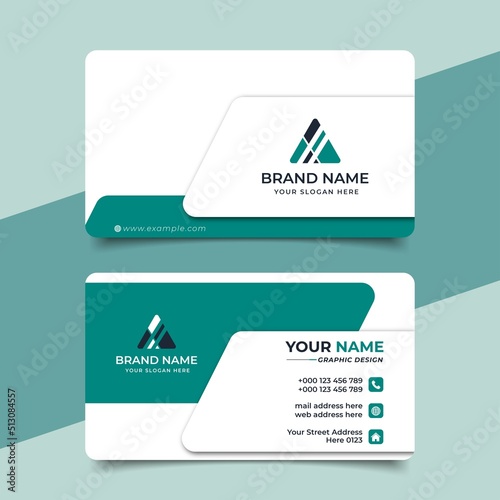 Green modern creative business card and name card horizontal simple clean template vector design