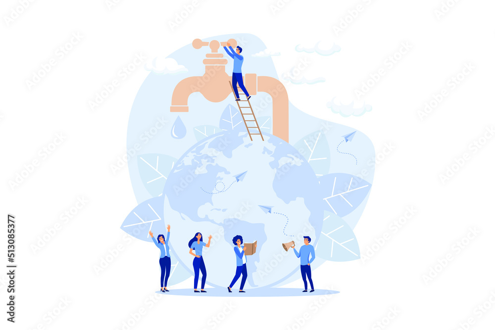 Fototapeta premium business graphics, save the planet, save energy and water, design concept world water day, March 22. flat design modern illustration
