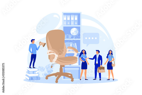 Recruitment recruitment agency job seekers job applicants and office chair open vacancy. flat design modern illustration
