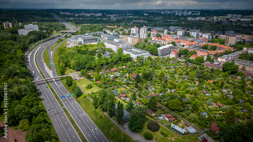 Widok na autostradę A4 w Katowicach
