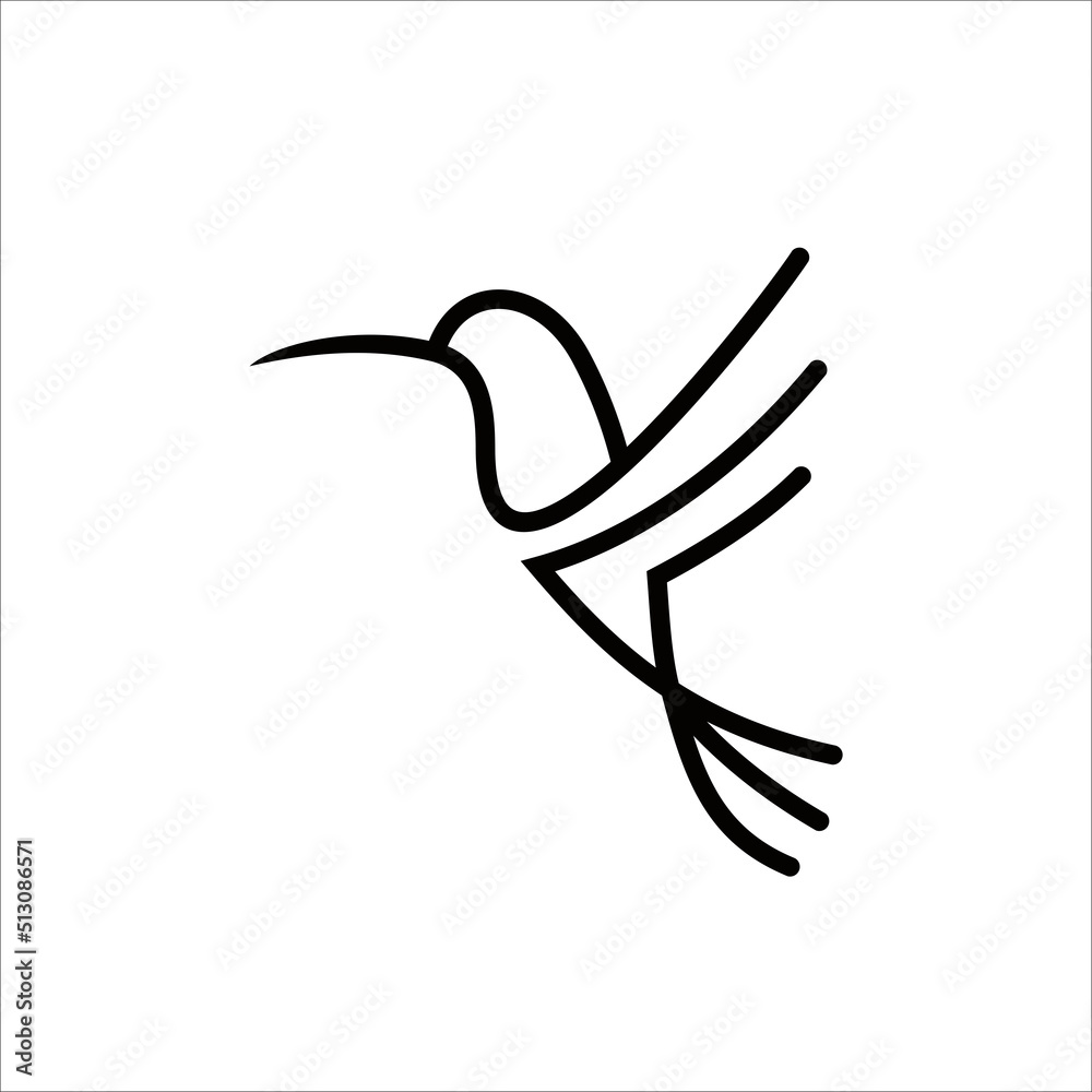 Obraz premium Outline Hummingbird Logo Design Template Vector Illustrations. Bird Logo Icon.